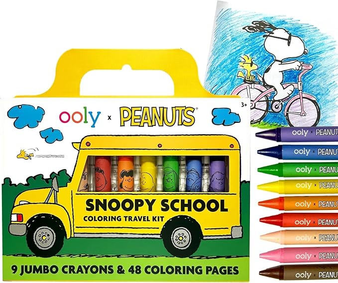 Ooly x Peanuts Travel Art Kit with 9 Jumbo Crayons & 48 Themed Coloring Pages & Case for Easy Tra... | Amazon (US)