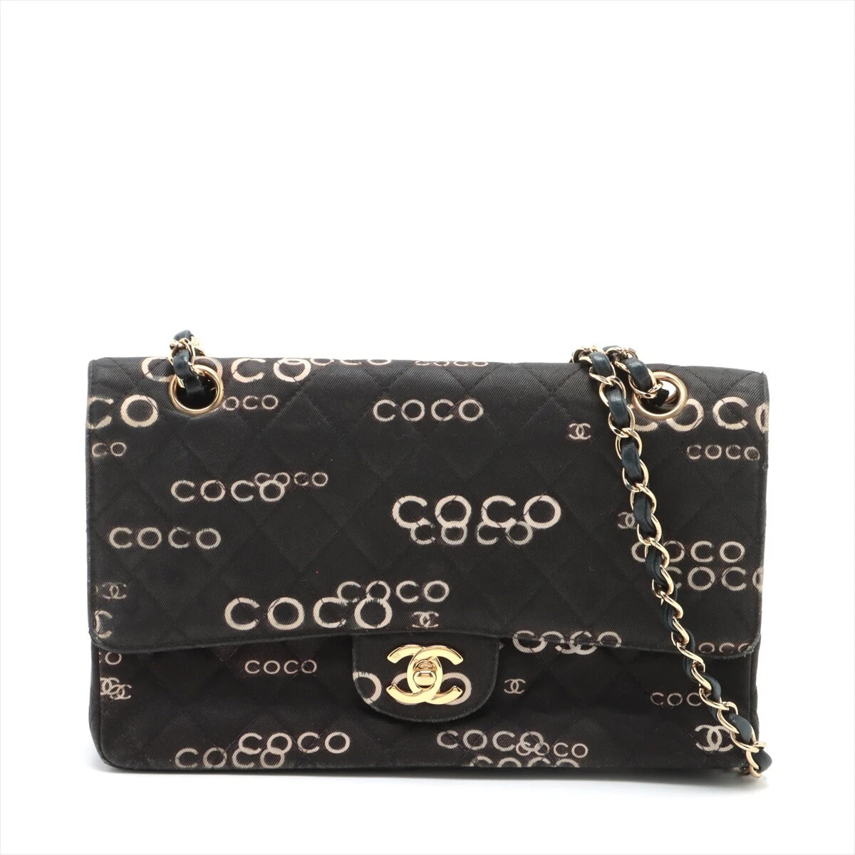 Chanel Matelasse Canvas Double Flap Double Chain Bag Black Gold Metal No. 7  | eBay | eBay US