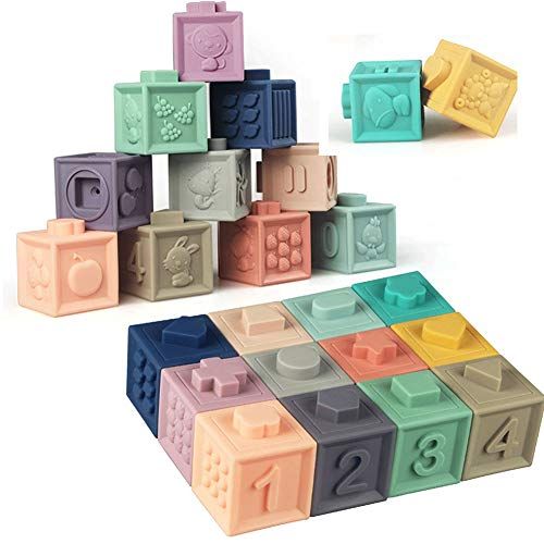 Soft Stacking Blocks for Baby Montessori Sensory Infant Bath Toys for Toddlee Toddlers Babies 6 9 Mo | Amazon (US)