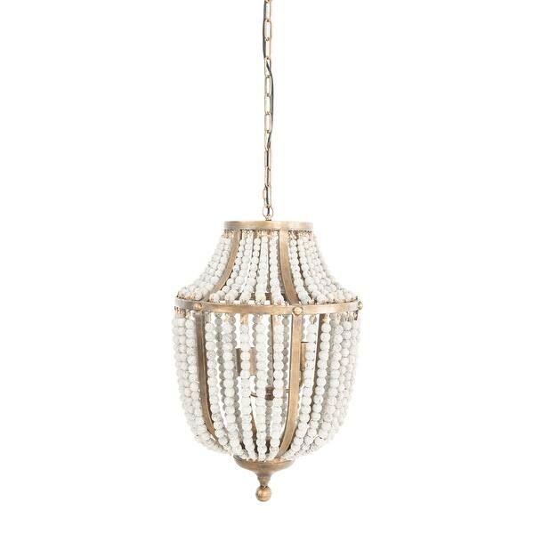 Metal Chandelier with Wood Beads | Bed Bath & Beyond