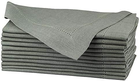 COTTON CRAFT Pure Linen Oversized Napkins 12 Pack - Pure Linen Hemstitch Napkins - (Set of 12) Si... | Amazon (US)