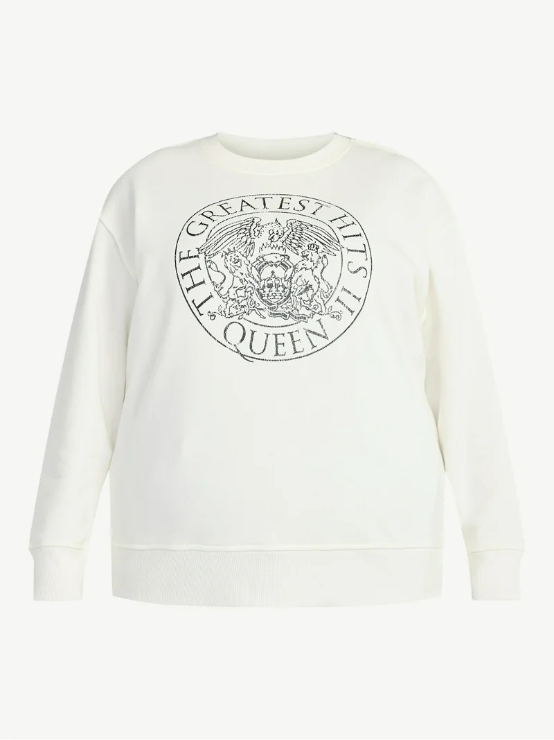 Terra & Sky Women's Plus Size Queen Greatest Hits Logo Graphic Sweatshirt with Long Sleeves, Size... | Walmart (US)