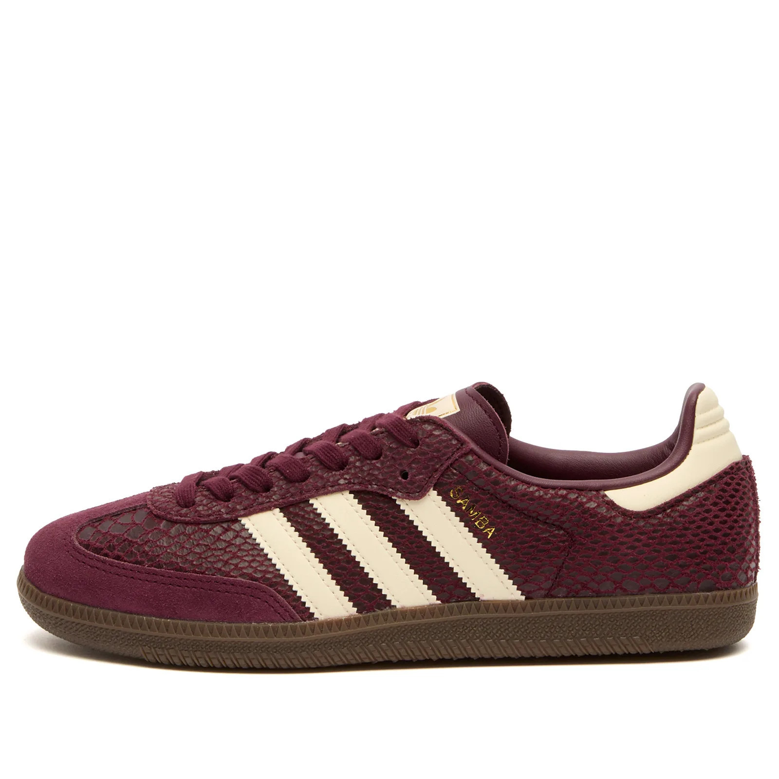 Adidas Women's Samba OG Sneakers in Maroon/Cream White/Gold Metallic, Size UK 5.5 | END. Clothing