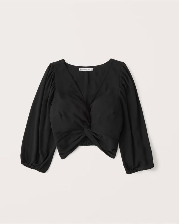 Knot-Front Long-Sleeve Top | Abercrombie & Fitch (US)