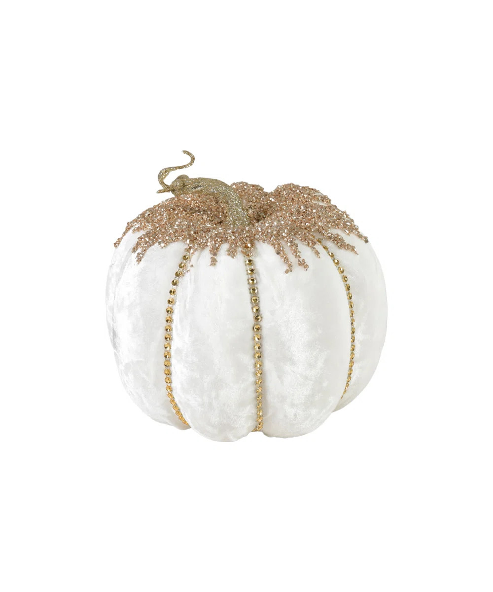 The Holiday Aisle® 7" Orange Fabric Pumpkin With Jewels, Elegant Autumn Wedding, Halloween & Tha... | Wayfair North America