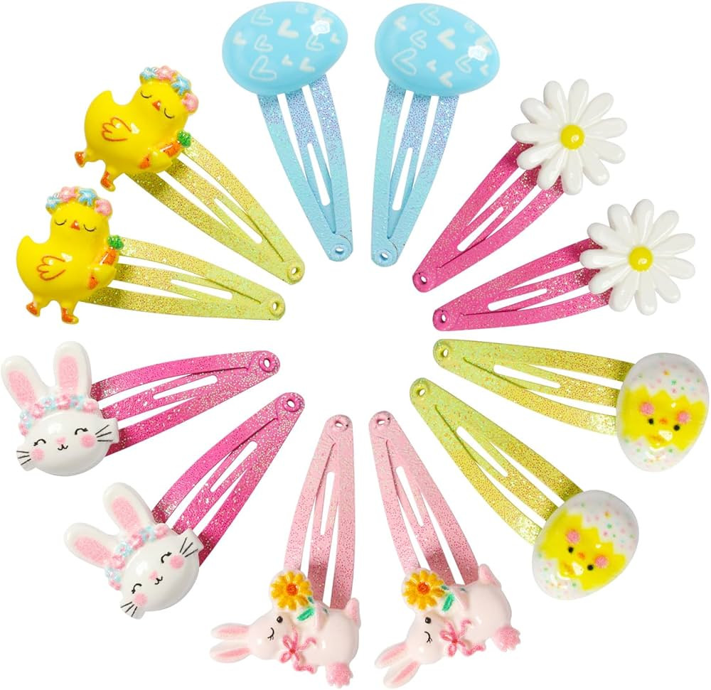 PinkSheep Hair Clips Barrettes for Girls, 6 Pairs Pink Heart Bear Cupcake Ice Cream Hair Pins, Cu... | Amazon (US)