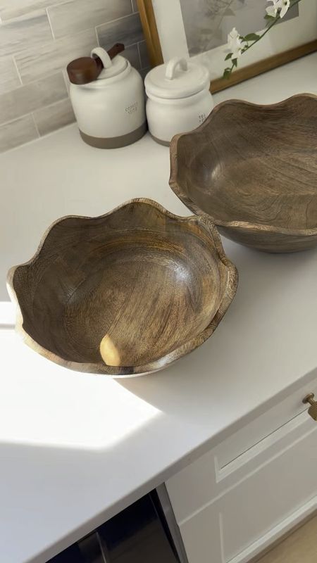 Artisan wooden scalloped bowls - size medium & large. Food safe / natural grain finish — gorgeous Amazon find! 

#LTKVideo #LTKhome #LTKstyletip