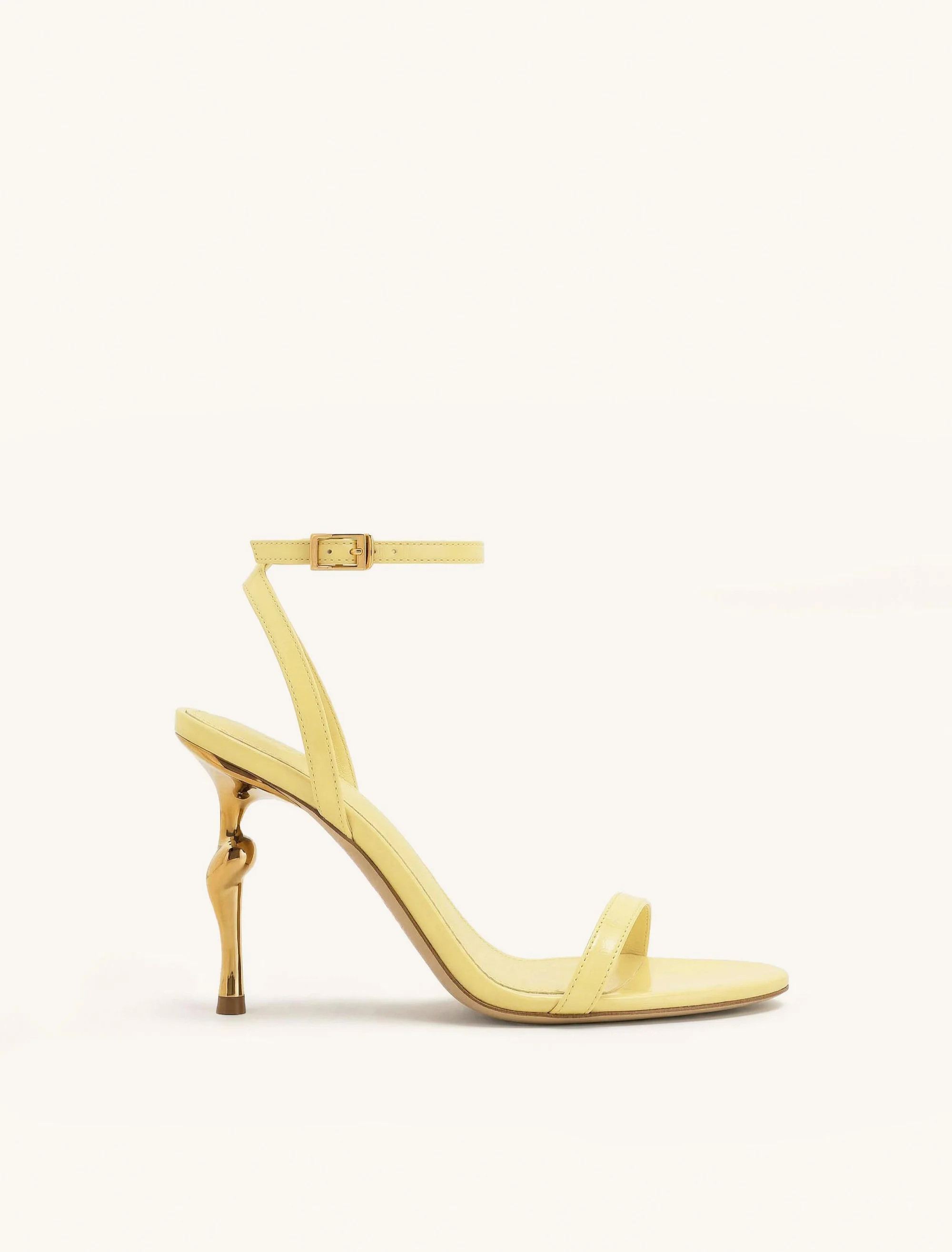 Alivia Gold Metal Heel Sandals - Pale Yellow | JW PEI US
