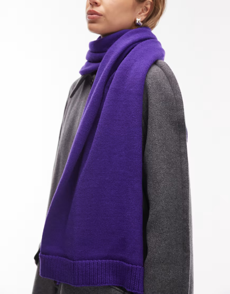 ASOS DESIGN fluffy knitted scarf in purple | ASOS (Global)