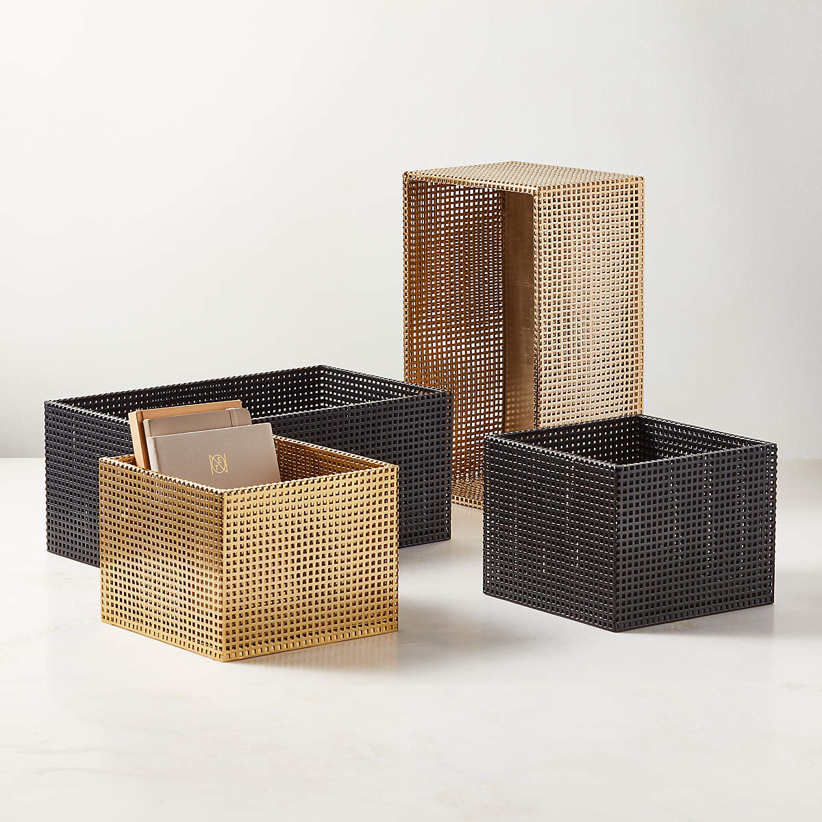 Tegan Modern Brass Metal Storage Basket Small + Reviews | CB2 | CB2