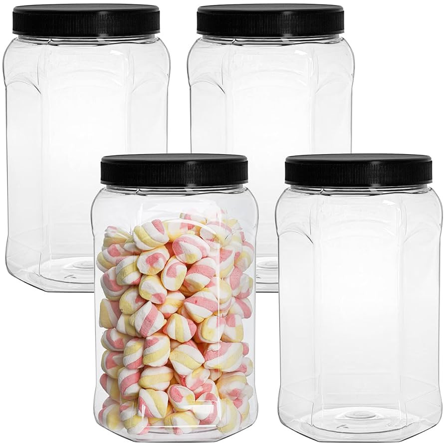 Okllen 4 Pack 70 FL Oz Half Gallon Plastic Jars with Lids, Empty Storage Gallon Containers Airtig... | Amazon (US)