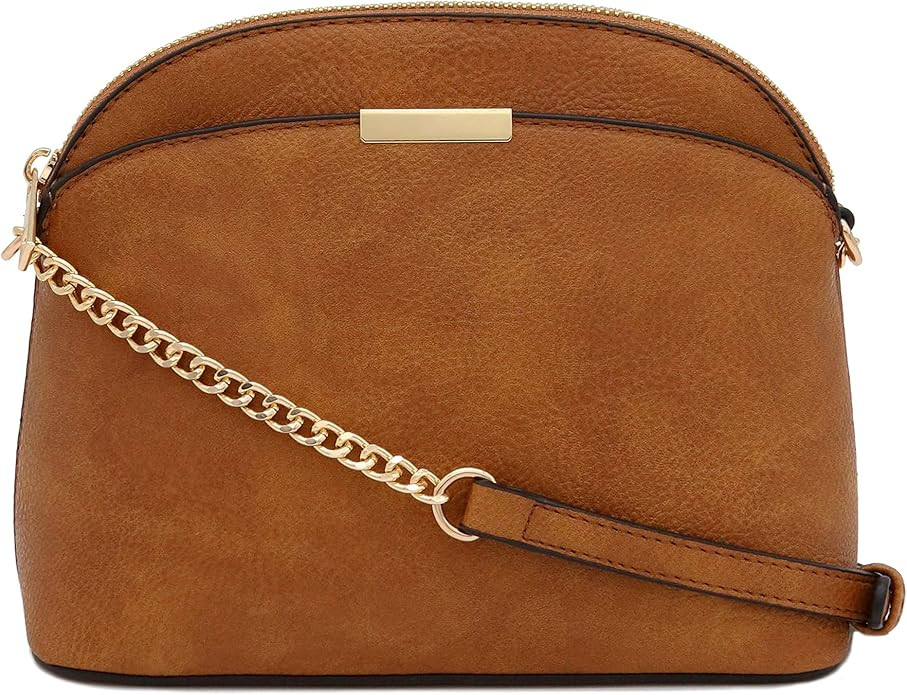 Faux Leather Small Dome Crossbody bag with Chain Strap | Amazon (US)