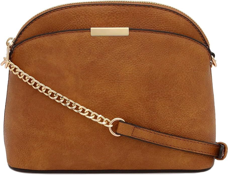 Faux Leather Small Dome Crossbody bag with Chain Strap | Amazon (US)