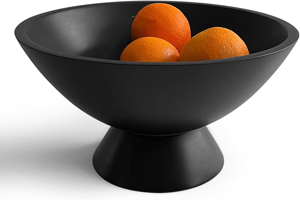 Black Pedestal Bowl - 10 Inch Wide Black Footed Bowl as Fruit Bowl, Key Bowl, Decorative Bowl, Ca... | Amazon (US)