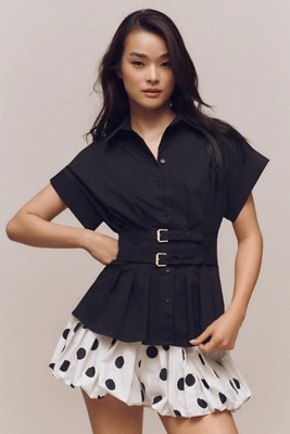 The Tobie Pleated Blouse by Exquise: Double-Buckle Edition | Anthropologie (US)