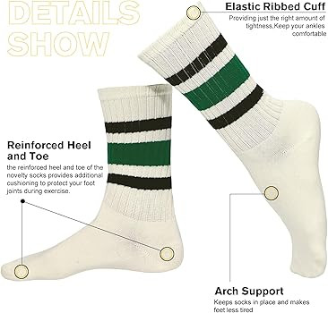 American Trends Womens Crew Socks Striped Athletic Socks Vintage Slouch Solid Color Mid Calf Tube... | Amazon (US)