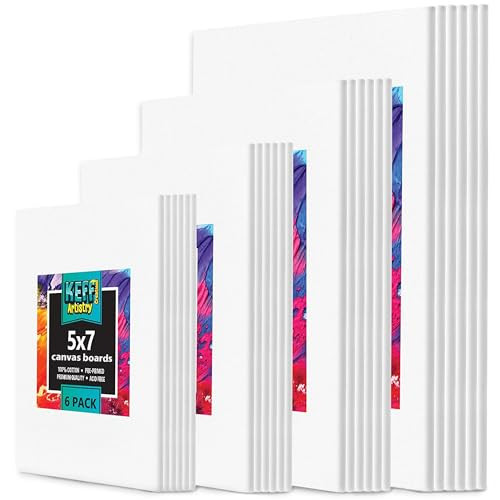 KEFF 24-Pack 𝗣𝗥𝗘𝗠𝗜𝗨𝗠 Canvas for Painting, 6 of 5x7, 8x10, 9x12,11x14 Painting Canvas Boards, Art Supplies for Adults & Kids - 100% Cotton Primed Canvases for Painting Acrylic, Oil, Watercolor | Amazon (US)