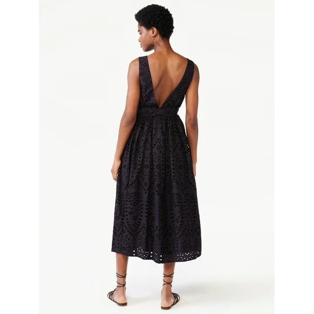 Scoop Women's Eyelet Midi Dress | Walmart (US)