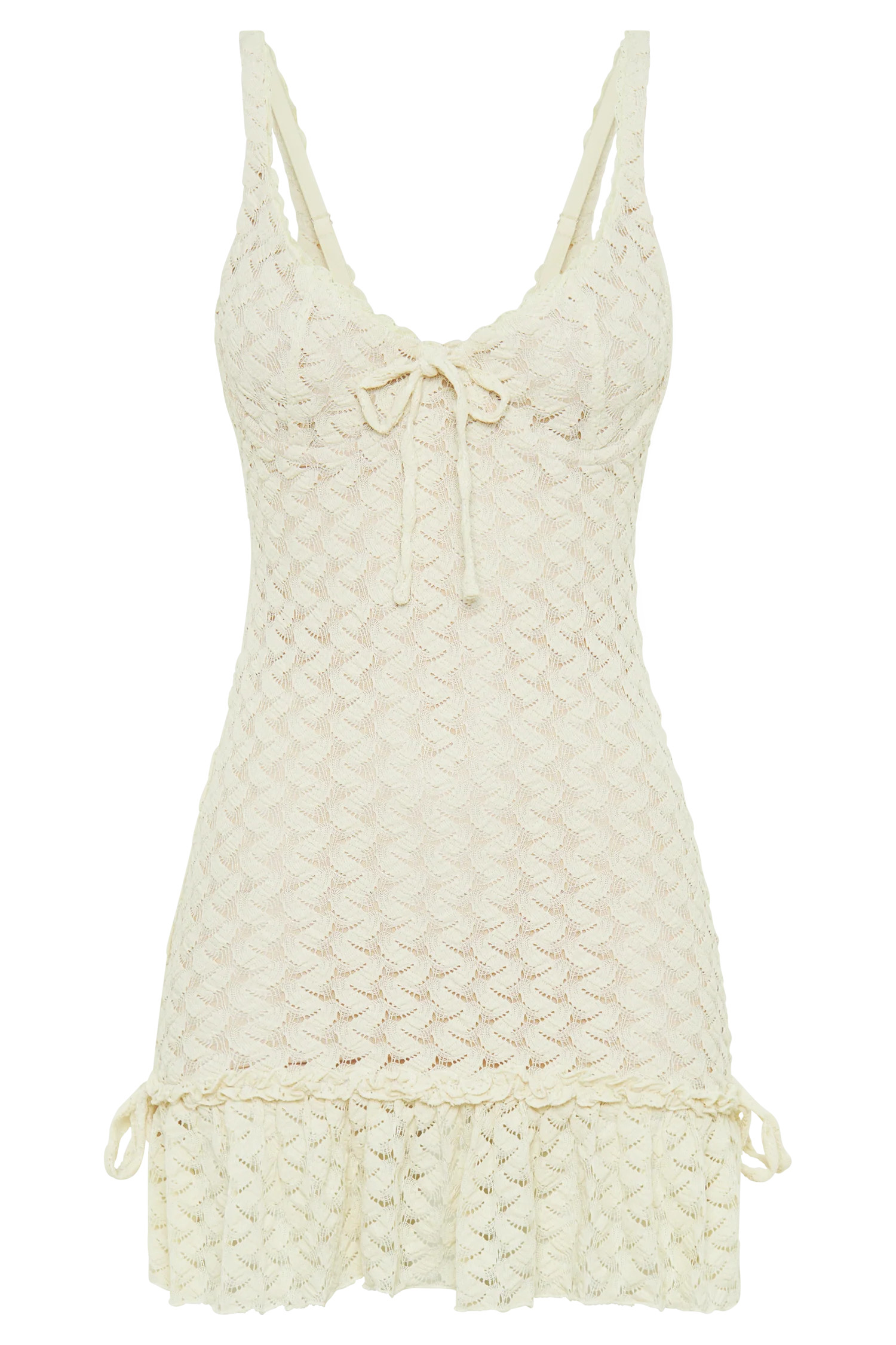 Marietta Cupped Lace Mini Dress - Ivory | MESHKI US
