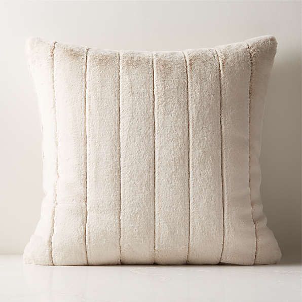 CHANNEL OFF-WHITE FAUX FUR THROW PILLOW 23" | CB2