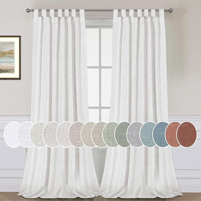 H.VERSAILTEX Natural Effect Extra Long Curtains Made of Linen Mixed Rich Material, Tab Top Curtai... | Amazon (US)