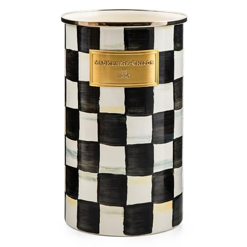 MACKENZIE-CHILDS Enamel Utensil Holder, Kitchen Utensil Holder for Countertop, Storage Caddy, Black-and-White Courtly Check | Amazon (US)