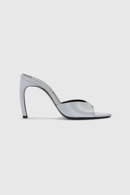 Victoria Beckham Harlow Mule 100 In Magnesium Satin - 37 - Womens | Victoria Beckham UK