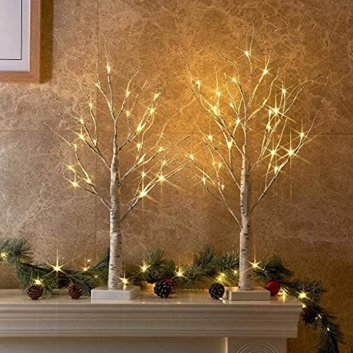 PEIDUO Set of 2 2FT 24LT Birch Tree Battery Powered Warm White LED for Home Decoration, Wedding | Amazon (US)