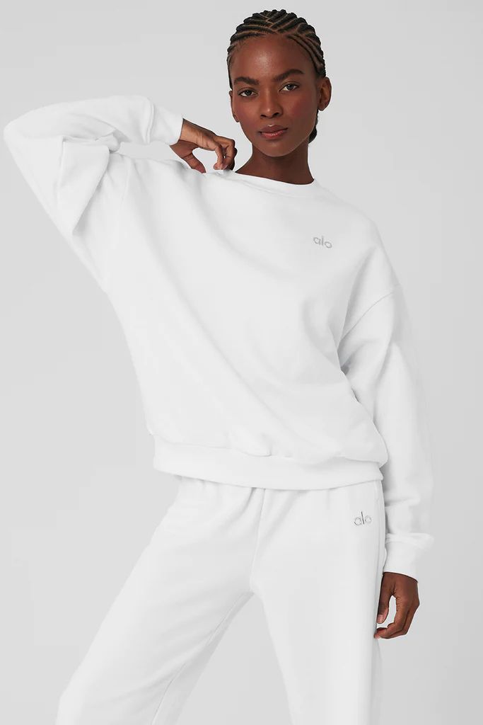 Accolade Crew Neck Pullover - White | Alo Yoga