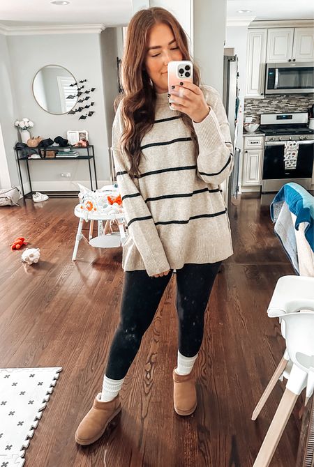 Sweater on sale. Wearing size L. Fits oversized but perfect to wear with leggings / covers the booty. 

Sweater / fall outfit / leggings / 

#LTKsalealert #LTKGiftGuide #LTKmidsize