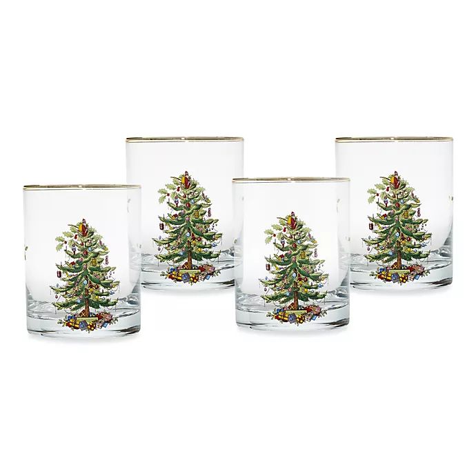 Spode® Christmas Tree 14 oz. Double Old Fashioned Glasses (Set of 4) | Bed Bath & Beyond