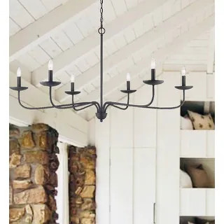 6 Light Wide Taper Candle Chandelier in Black - Forged Black | Bed Bath & Beyond