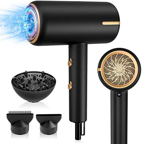 2000W Ionic Hair Dryer, Professional Negative Ion Hair Blow Dryer with Diffuser &2 Nozzles for Curly | Amazon (US)