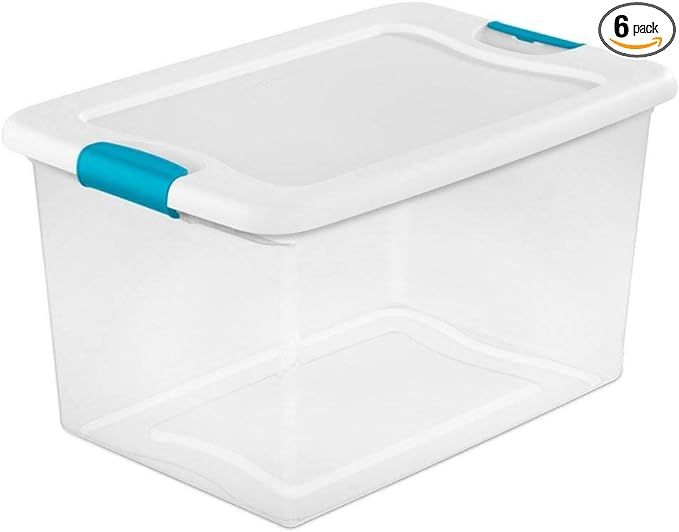 Sterilite 64 Qt Latching Storage Box, Stackable Bin with Latch Lid, Plastic Container to Organize... | Amazon (US)