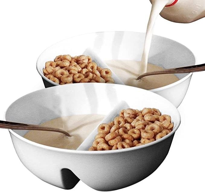 Amazon.com | Anti-Soggy Cereal Bowl - BPA-Free Divided Sectional Bowls - Stackable, Reusable - No... | Amazon (US)