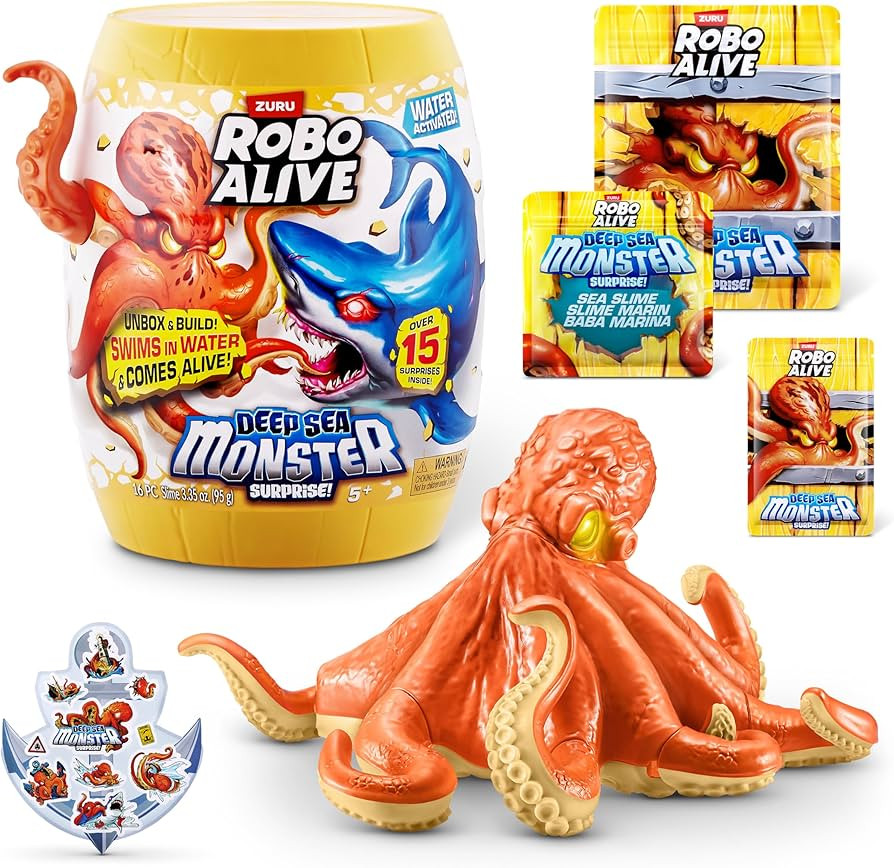 Robo Alive Deep Sea Monster Surprise (Octopus) by ZURU, Surprise Unboxing and Electronic Animal T... | Amazon (US)
