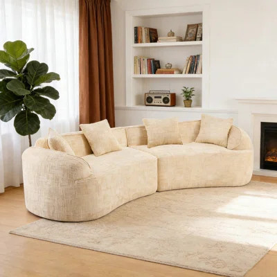 Curved Modern Sofa, Nordic-Style Compressed Couch, Plush Soft Fabric Sofa For Living Room & Multiple Spaces | Wayfair North America