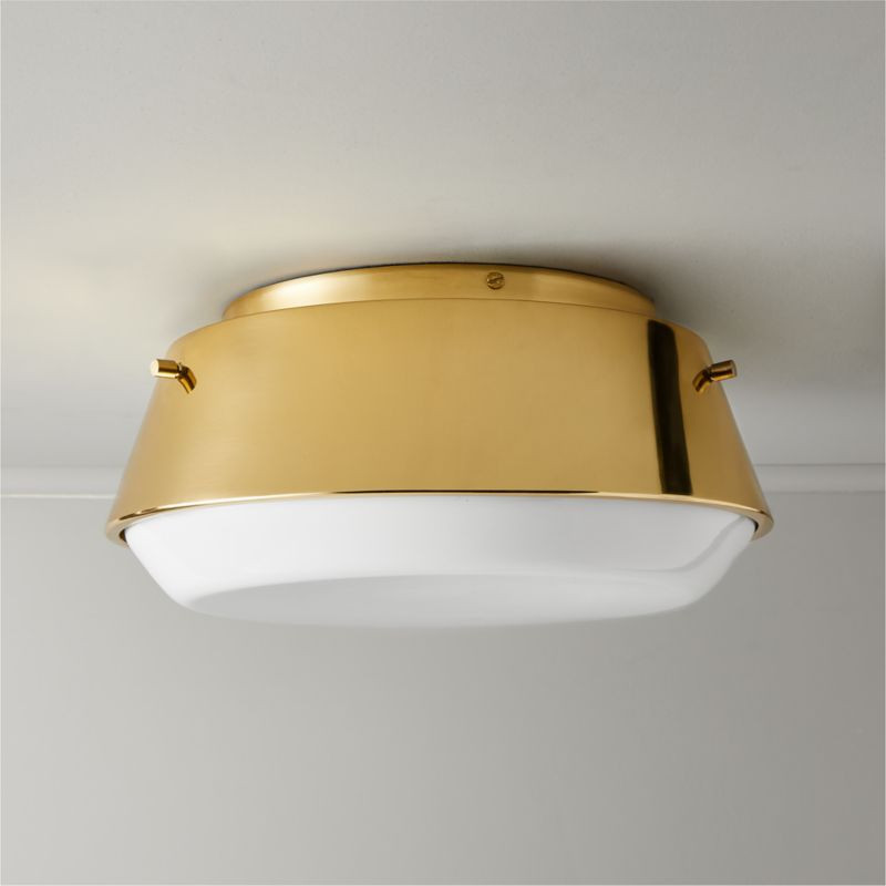 Mari Brass Milk Glass Flush Mount Light + Reviews | CB2 | CB2
