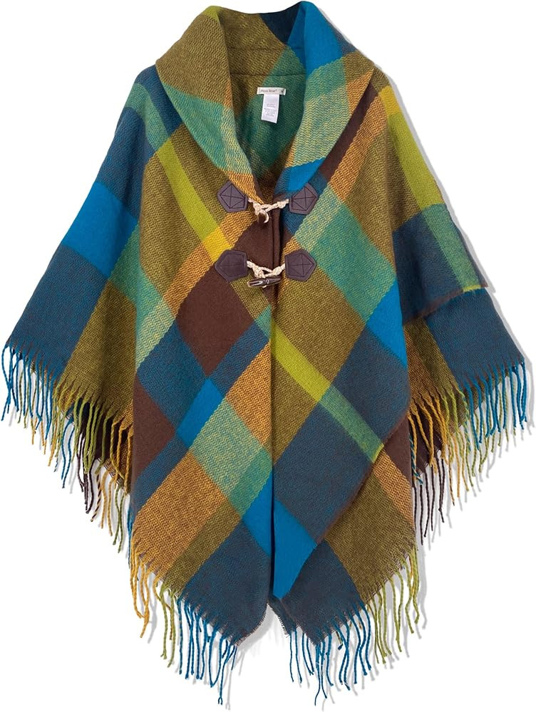 Moss Rose Women's Travel Plaid Shawl Wrap Open Front Poncho Cape for Fall Winter | Amazon (US)