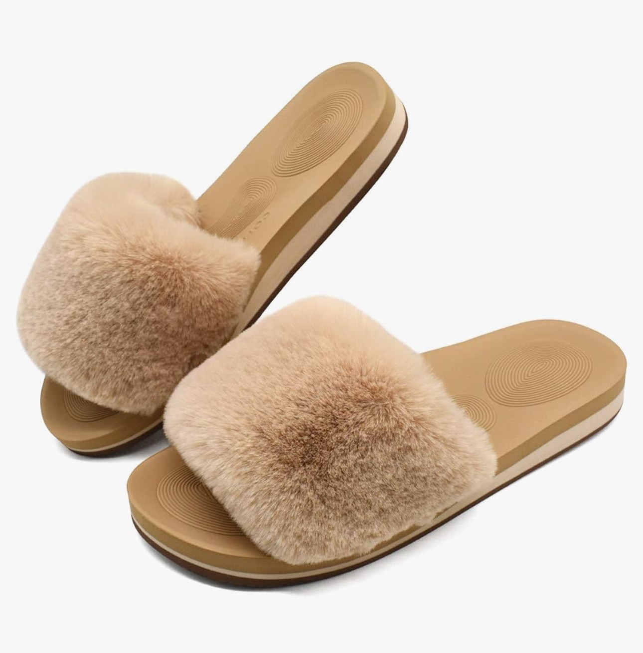 I love my  Sliders Plush House Slippers Flat Sandals For Women Memory Foam Fuzzy Open Toe Slippers With Arch Support Anti Skid Ladies Slip On Fur Slide Slippers House Shoes Mules Indoor Outdoor
Very Comfortable 🙌