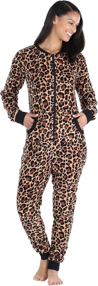 Frankie & Johnny Women's Fleece Non-Footed Onesie Loungewear Pajamas | Amazon (US)