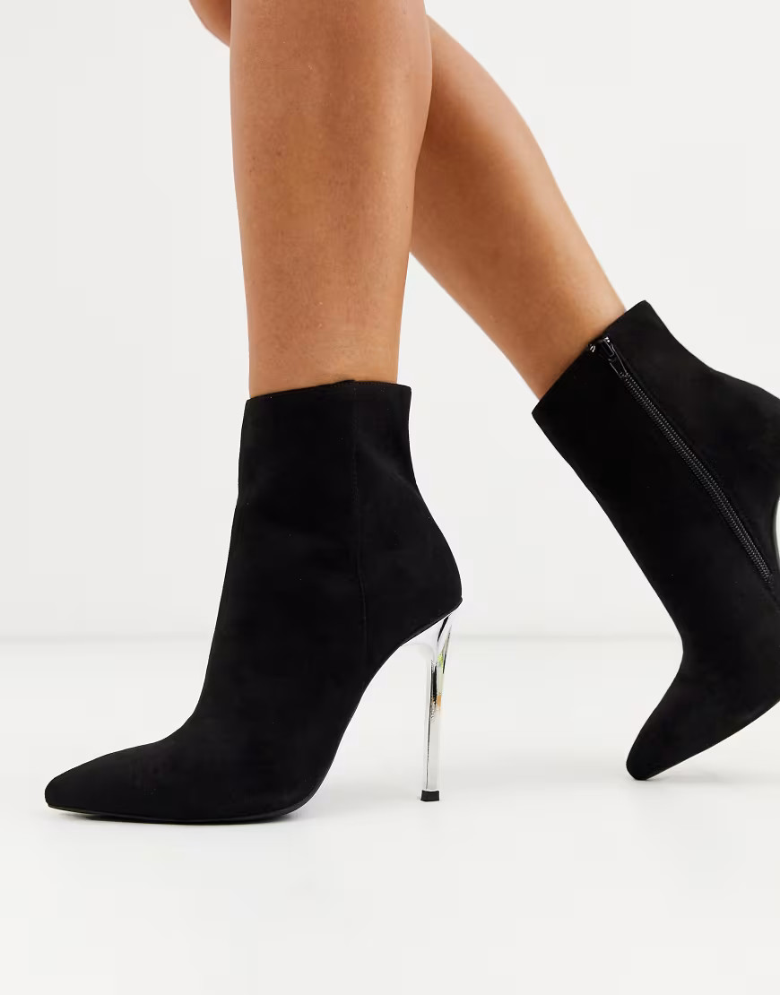 London Rebel stiletto pointed boots in black | ASOS (Global)