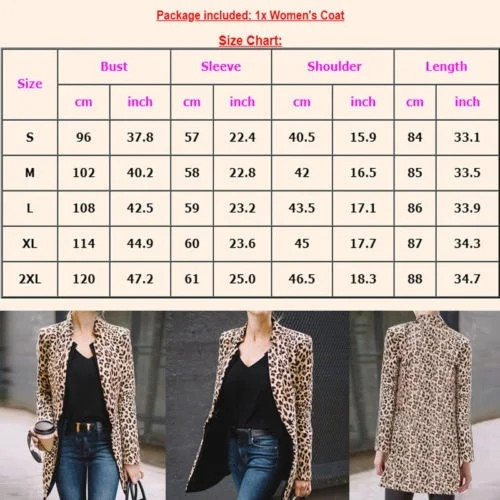 Women Leopard Print Long Sleeve Cardigan Jacket Casual Coat Business Suit Jacket Outwear | Walmart (US)