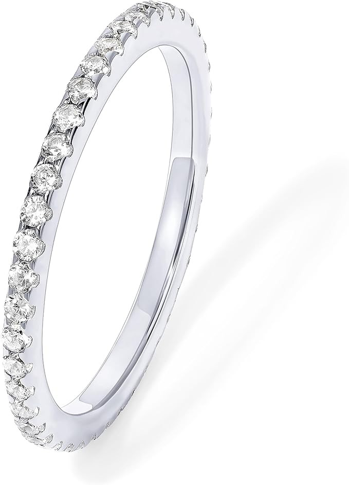 PAVOI 14K Gold Plated Eternity Ring for Women - Silver Sterling Stackable Cubic Zirconia Wedding ... | Amazon (CA)