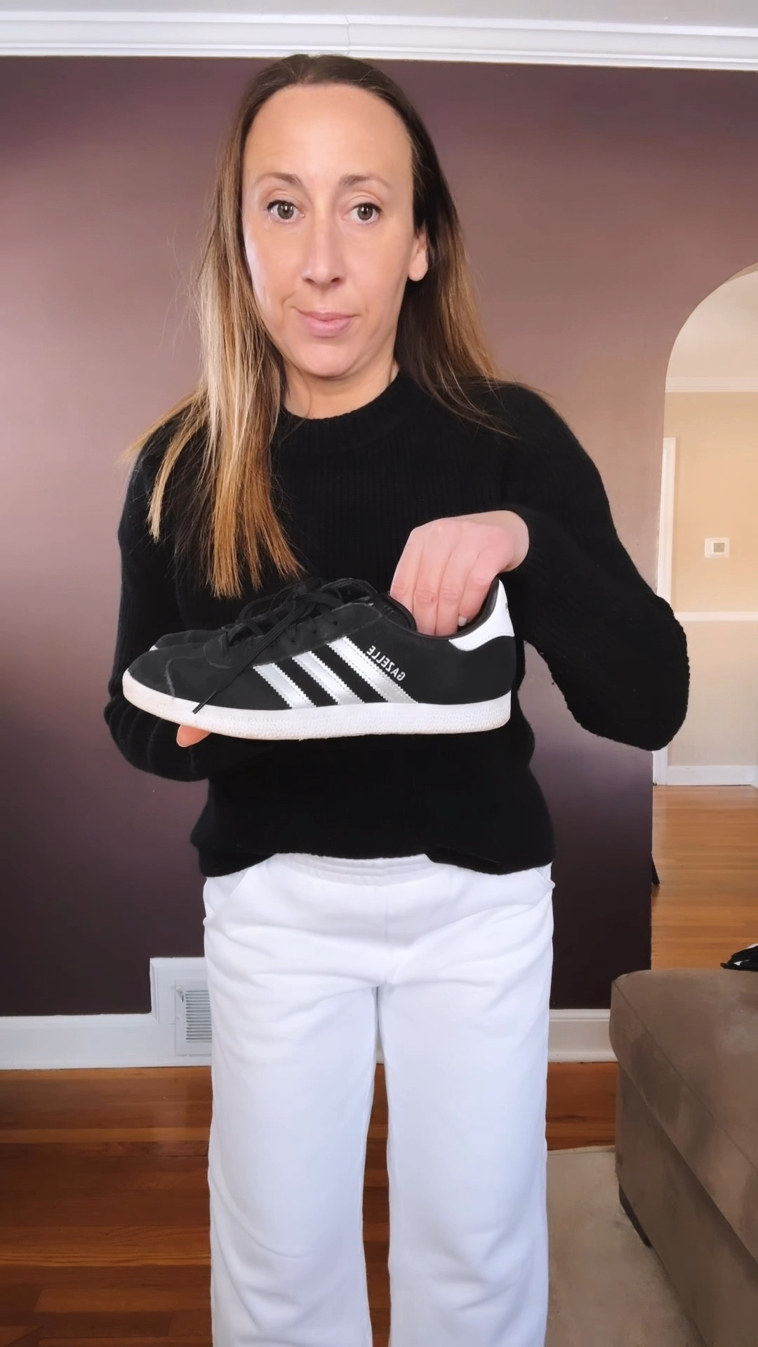 Winter apres ski look. It’s really just a great pair of white lounge pants and a black cashmere sweater. I kept the black and white theme going with my adidas sneakers, ski coat and my new sunglasses. Oh, and I can’t forget my new tote (on sale!). //. Winter outfit. Travel outfit. Ski outfit. Accessories. Coat. Faux fur. Tote bag  vacation outfit  

#LTKSeasonal #LTKStyleTip #LTKWatchNow