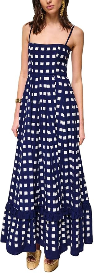 Women Cute Graffiti Patterned Dress Boho Spaghetti Strap Flroal Flowy Maxi Dress Y2k Summer Picni... | Amazon (US)