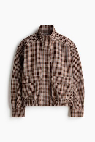 H & M - Oversized Utility Jacket - Dark Brown/Checked | H&M (US + CA)