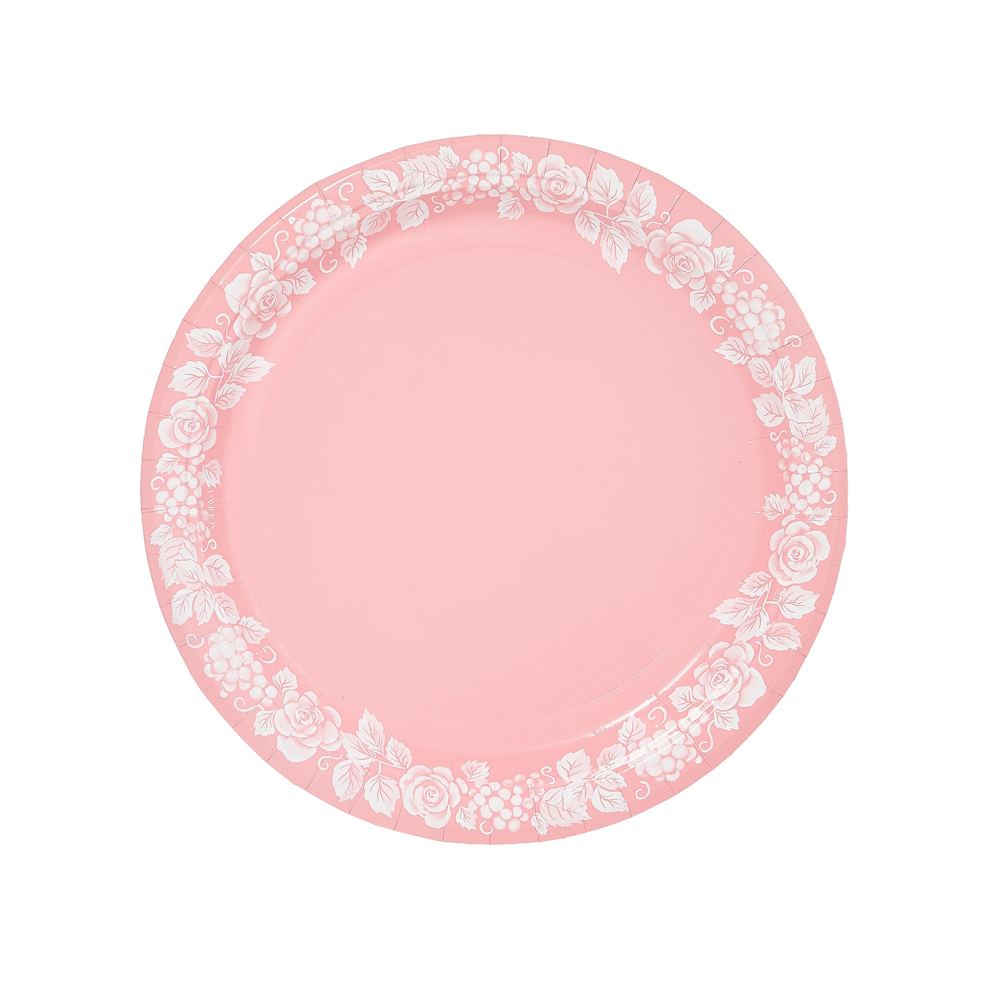 Grapevine Border Dinner Rosy Pink Jasperware Paper Plate  - 8 pack | Pavilion Paper