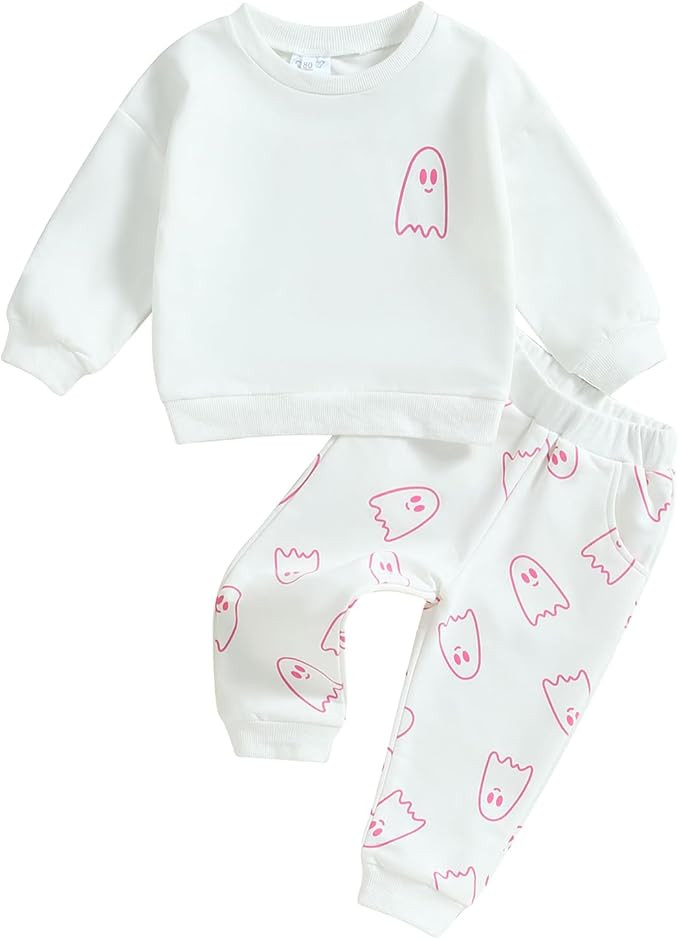 Toddler Baby Girl Boy Halloween Outfit Fall Winter Clothes Ghost Face Sweatshirt Pants First Hall... | Amazon (US)