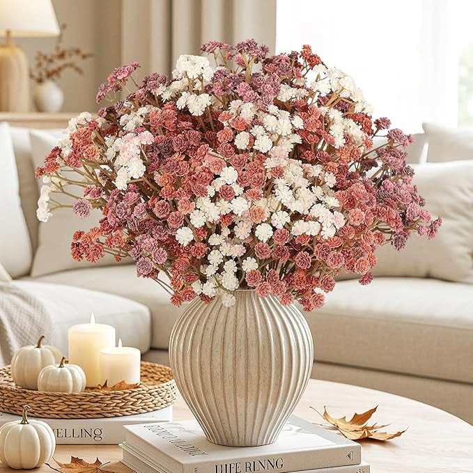 Baby Breath Flowers Fall Flowers Artificial Bulk, 10Pcs Fall Decor Fake Gypsophila Plants Bouquet... | Amazon (US)